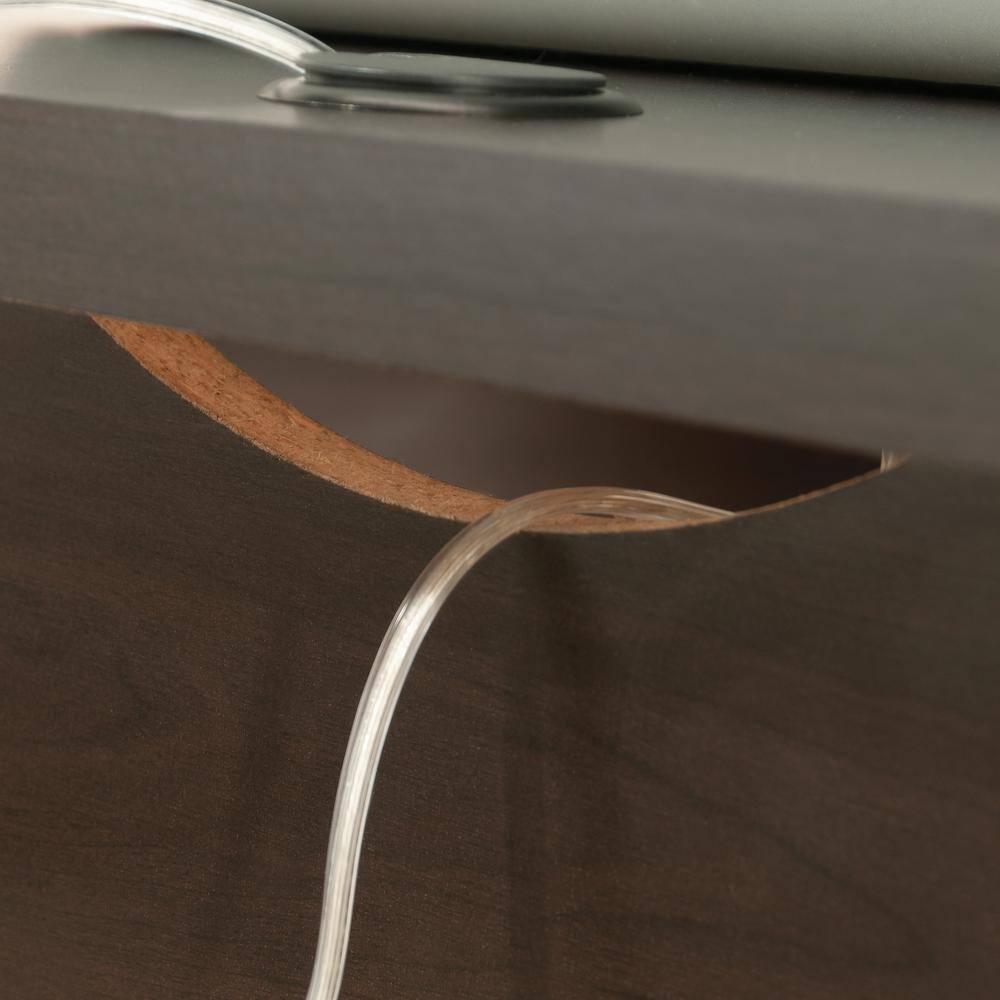Cinnamon Cherry L-Shaped Wood Executive Desk with Drawer and Filing Cabinet