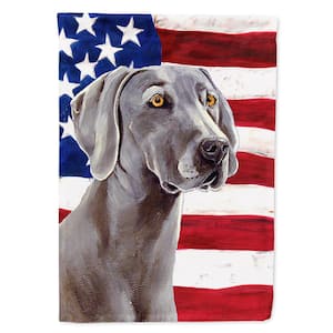 0.91 ft. x 1.29 ft. Polyester USA American Flag with Weimaraner 2-Sided 2-Ply Garden Flag