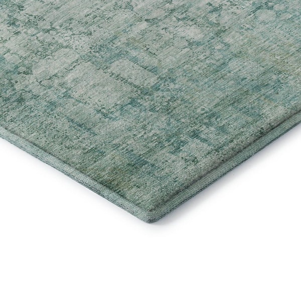 Mayfield Premium Machine Washable Abstract AMF1764 Teal 8 ft. x 10 ft. Area Rug
