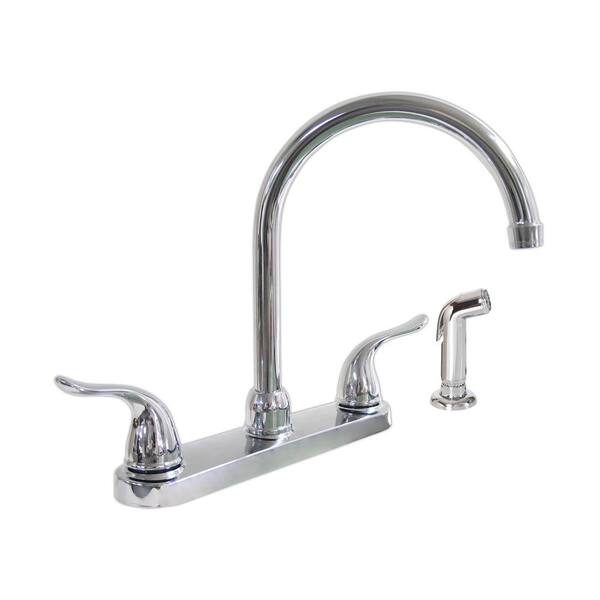 KISSLER & CO Dominion 2-Handle Standard Kitchen Faucet with Side Sprayer in Chrome