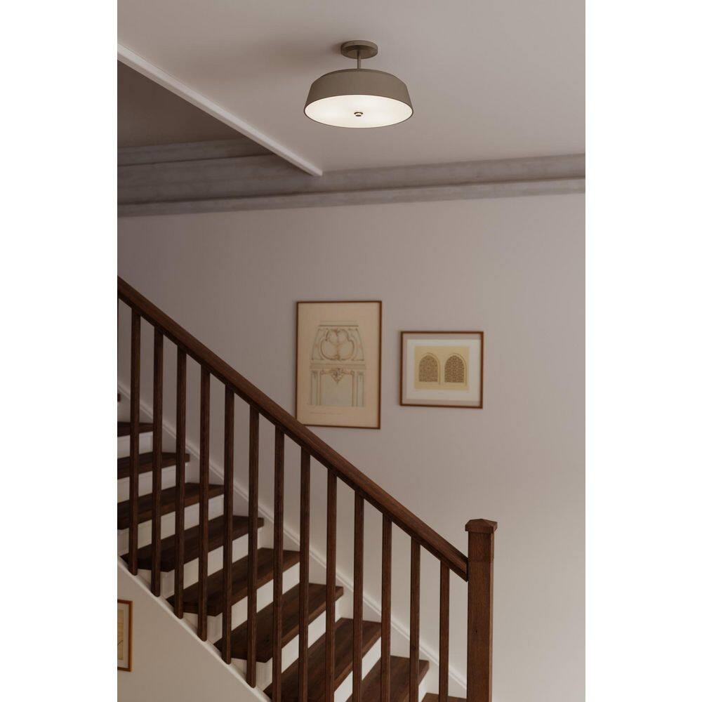 Trellwyn 15 in. 3-Light Brushed Nickel Transitional Semi-Flush Mount with Etched White Glass Shade, No Bulb Included price history on PriceWatchPro