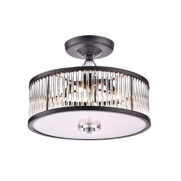 GREENVILLE SIGNATURE Santeri 16.9 in. Coffee Black Semi-Flush Mount with No Bulbs Included