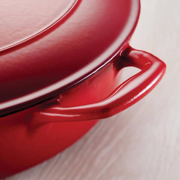 Tramontina Gourmet 7 Qt Enameled Cast-Iron Covered Oval Dutch Oven Gradated Red 