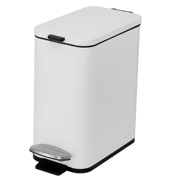 Moorefield Slim Rectangular 5 L/1.3 Gal. Pedal Trash Bin with Soft Close Lid in Matte White