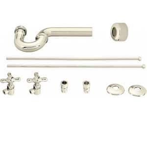 Freestanding Pedestal Sink Kit with 20 in. Supply Lines, P-Trap and Cross Handle Angle Stops, Polished Nickel