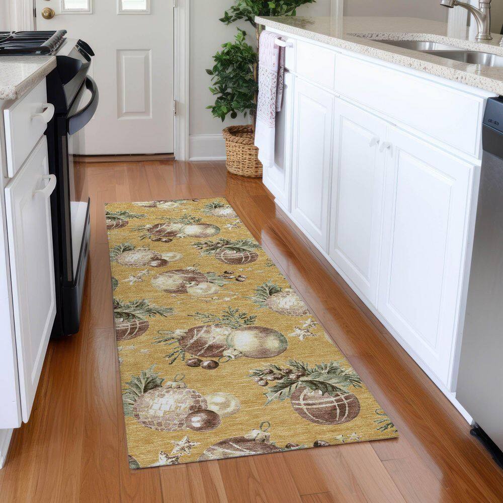 Chantille Machine Washable Indoor/Outdoor Abstract ACN1828 Gold 2 ft. 3 in. x 7 ft. 6 in. Runner Rug price history on PriceWatchPro