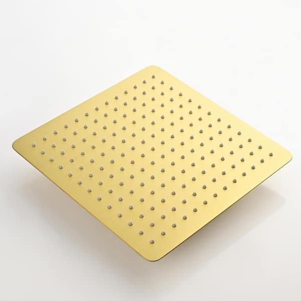 1-Spray Patterns with 2.5 GPM 16 in. Ceiling Mount Rain Fixed Shower Head in Brushed Gold