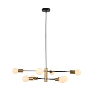 8-Light Black & Gold Modern Sputnik Chandelier