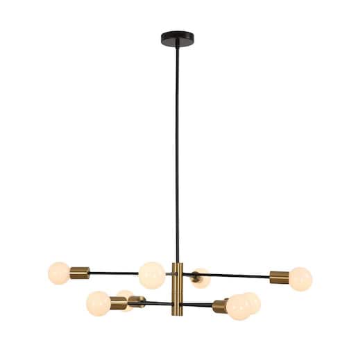 8-Light Black Gold Modern Sputnik Chandelier