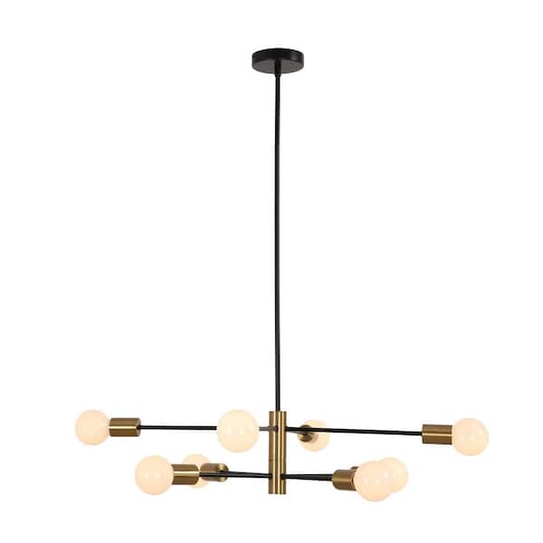 Pia Ricco 8-Light Black & Gold Modern Sputnik Chandelier