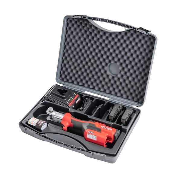 RIDGID RP 115 Mini Press Tool Kit for 1/2 in. - 3/4 in. Copper & Stainless  Fittings with 12V Li-Ion Battery (Includes 6 Items) 72553 - The Home Depot