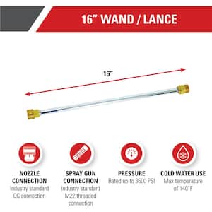 Universal 16 in. Pressure Washer Extension Spray Wand for Cold Water 3600 PSI Pressure Washers