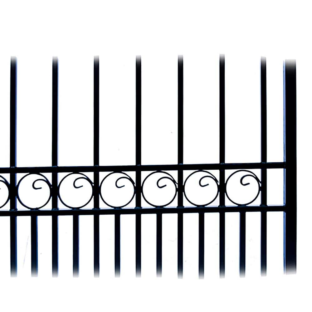 Paris Style Black Steel Dual Swing Driveway Gate with Pedestrian Gate