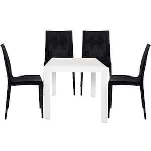 Mace White and Black 5-Piece Plastic Square Outdoor Dining Set
