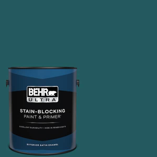 BEHR ULTRA 1 Gal. #S450-7A Out to Sea Satin Enamel Exterior Paint and Primer