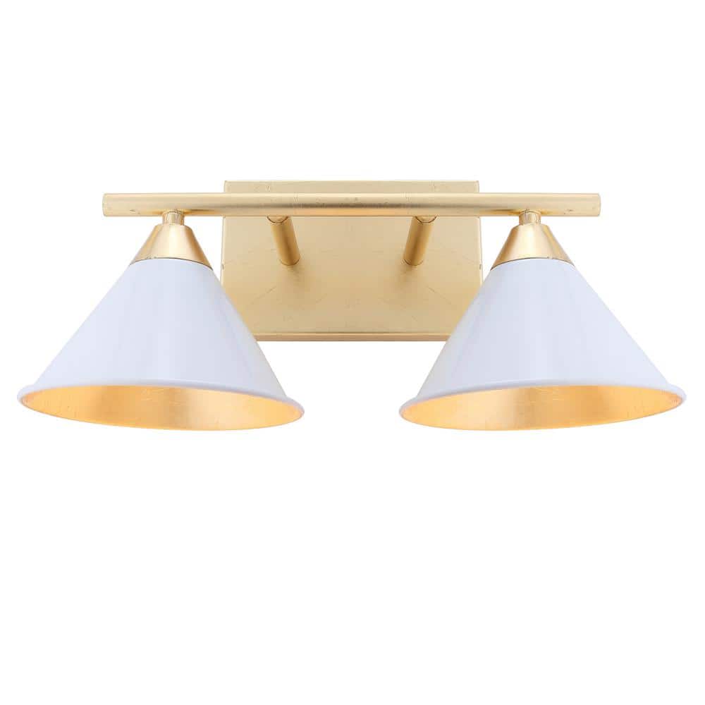 Yvette 16'' White and Gold Metal Vanity Sconce