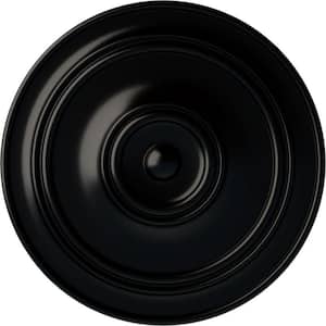 3-1/8" x 40-1/4" x 40-1/4" Polyurethane Small Classic Ceiling Medallion, Hand-Painted Jet Black
