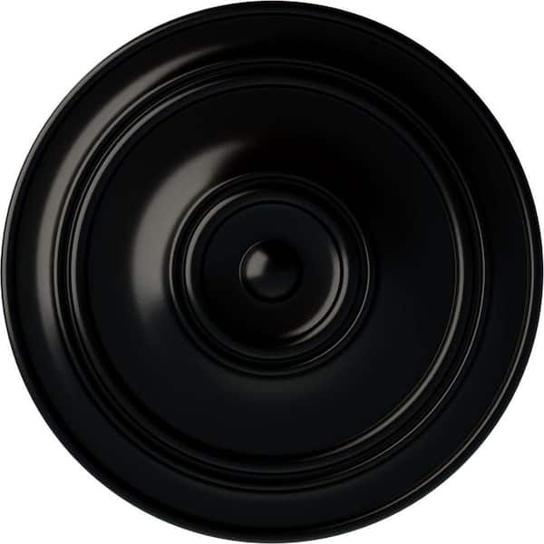Ekena Millwork 3-1/8" x 40-1/4" x 40-1/4" Polyurethane Small Classic Ceiling Medallion, Hand-Painted Jet Black