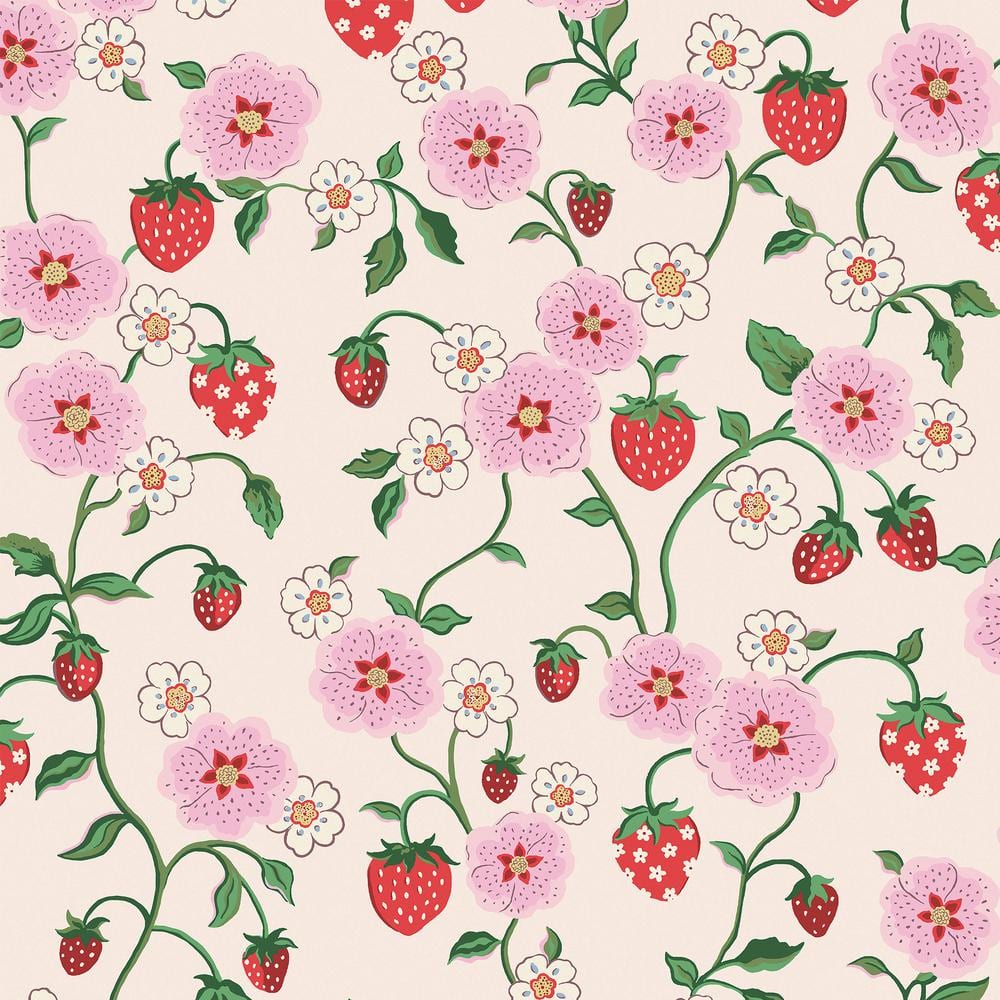 Strawberry Spring Pink Wallpaper Sample