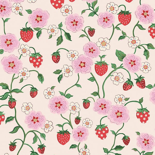 Unbranded Strawberry Spring Pink Wallpaper Sample