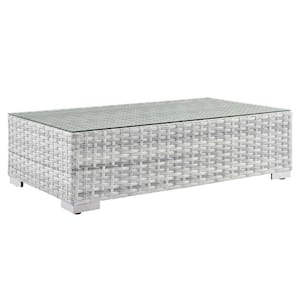 Convene Light Gray Wicker Outdoor Coffee Table with UV Protection