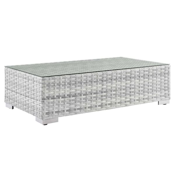 MODWAY Convene Light Gray Wicker Outdoor Coffee Table with UV Protection