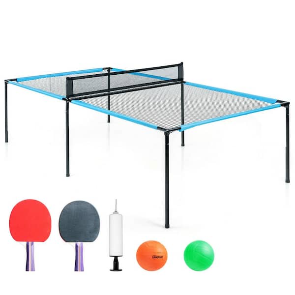 Gymax Ping Pong Table Game Set 2 in. 1 Mesh Volleyball Tennis Table Indoor  Outdoor GYM09313 - The Home Depot