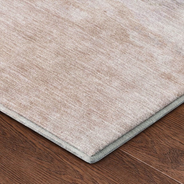 Mayfield Premium Machine Washable Abstract AMF2443 Taupe 8 ft. x 8 ft. Round Rug