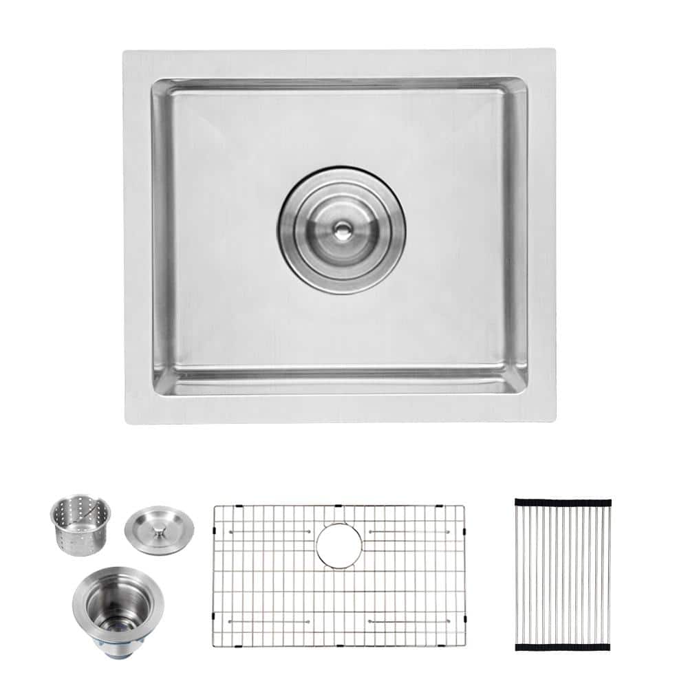 14 in. x 18 in. Undermount Single Bowl 16-Gauge Brushed Nickel Stainless St