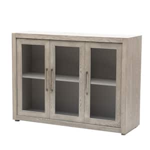 Gray 48.00 in. W x 35.40 in. H Storage Cabinet with 4 Tempered Glass Doors and Adjustable Shelf