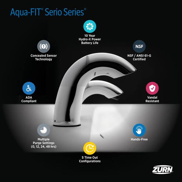 Zurn Aqua-FIT Serio Series Smart, 4 in. Centerset, 1.5 GPM, Sensor