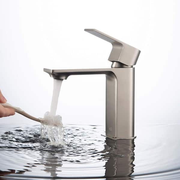 Single Hole Mirage Single Handle Bathroom Vanity Sink Faucet with Pop Up Drain in Brushed Nickel