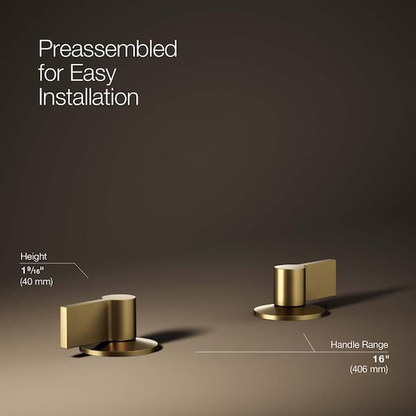 KOHLER Components Bathroom Sink Handles with Lever Design in Vibrant Brushed Moderne Brass