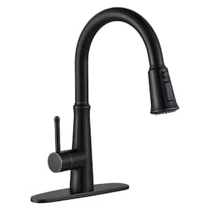 Single Handle Pull Down Sprayer Kitchen Faucet with 3-Function Sprayer in Oil Rubbed Bronze