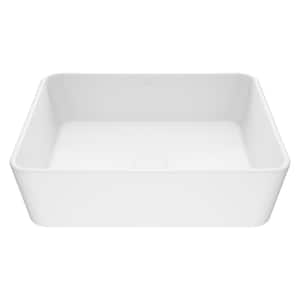 Marigold Modern White Matte Stone 18 in. L x 14 in. W x 5 in. H Rectangular Vessel Bathroom Sink