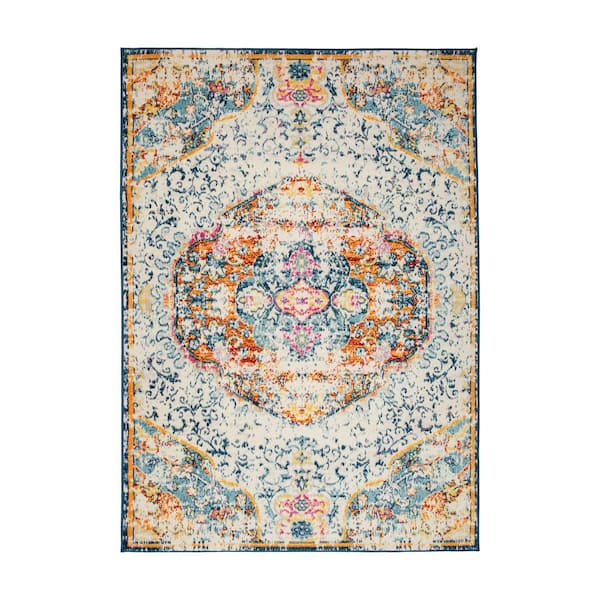 World Rug Gallery Boho Distressed Traditional Multi 5 ft. x 7 ft. Area Rug