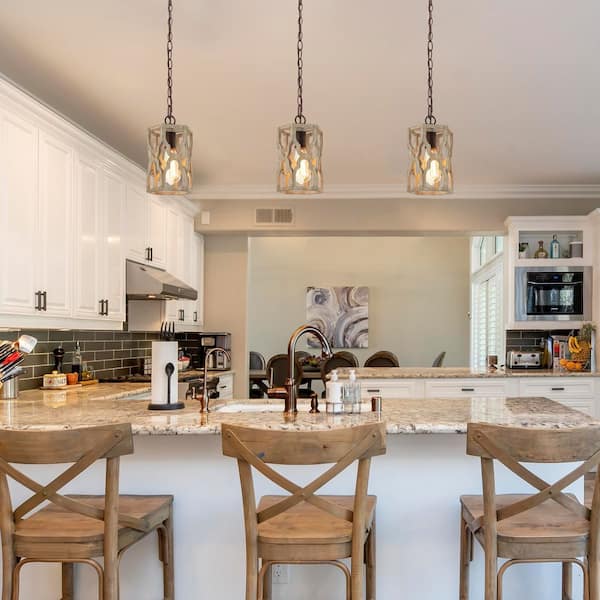 Farmhouse 1-Light Antique Brown Natural Wood Pendant Light Rustic Island Light with Geometric Cage for Dining Room