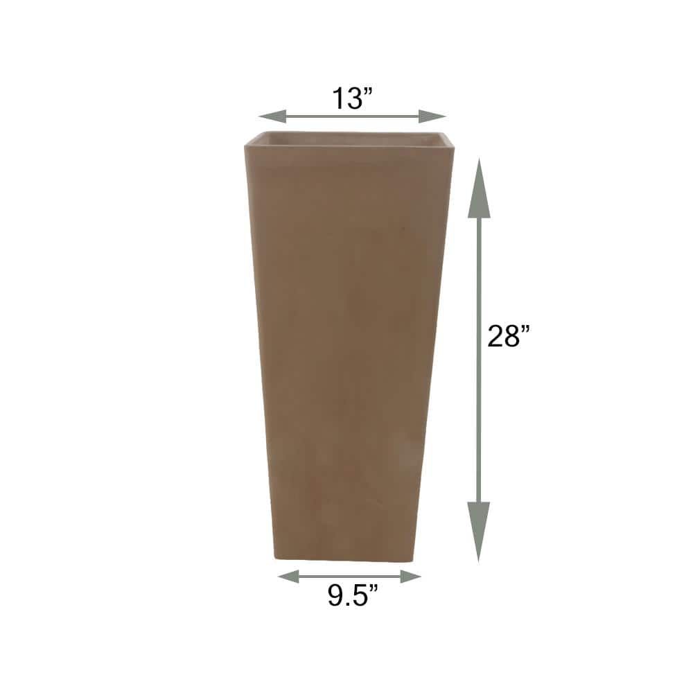 Tall Taupe Recycled Composite Square Planter, 28-inch