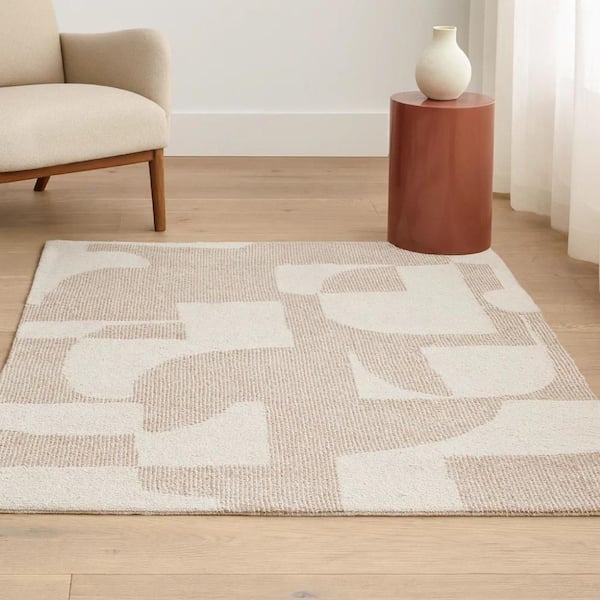 Jimmy Blue, Ivory and Taupe 8 ft. x 10 ft. Geometric Area Rug