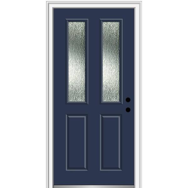 MMI Door 34 in. x 80 in. Left-Hand/Inswing Rain Glass Naval Fiberglass Prehung Front Door on 6-9/16 in. Frame