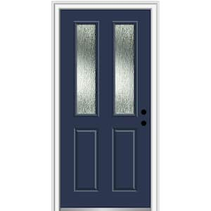 36 in. x 80 in. Left-Hand/Inswing Rain Glass Naval Fiberglass Prehung Front Door on 4-9/16 in. Frame