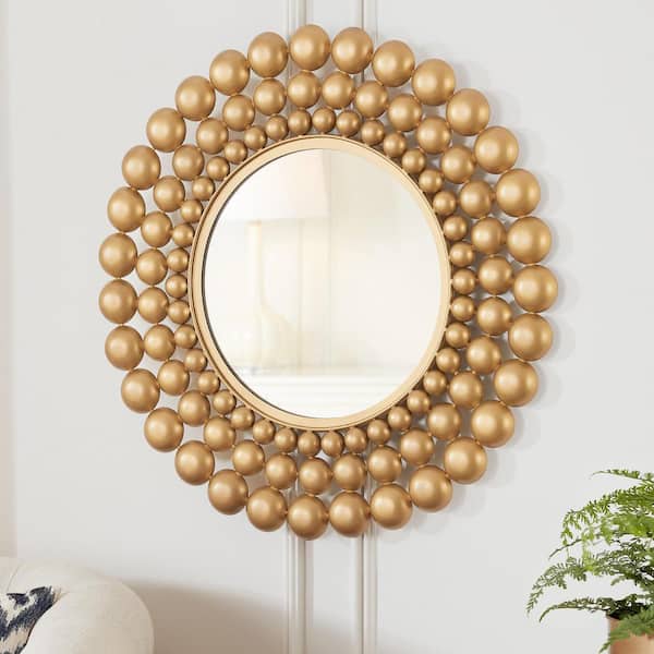 Home Decorators Collection Medium Round Gold Bubble Glam Accent Mirror (27 in. Diameter)