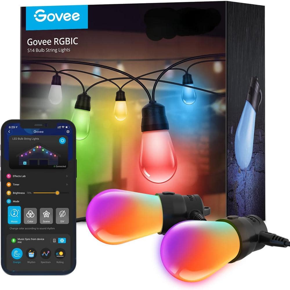 15 Bulbs Light 48 ft. Waterproof Outdoor Plug-in Integrated LED Edison String-Light with 47 Scene Modes, Black price history on PriceWatchPro