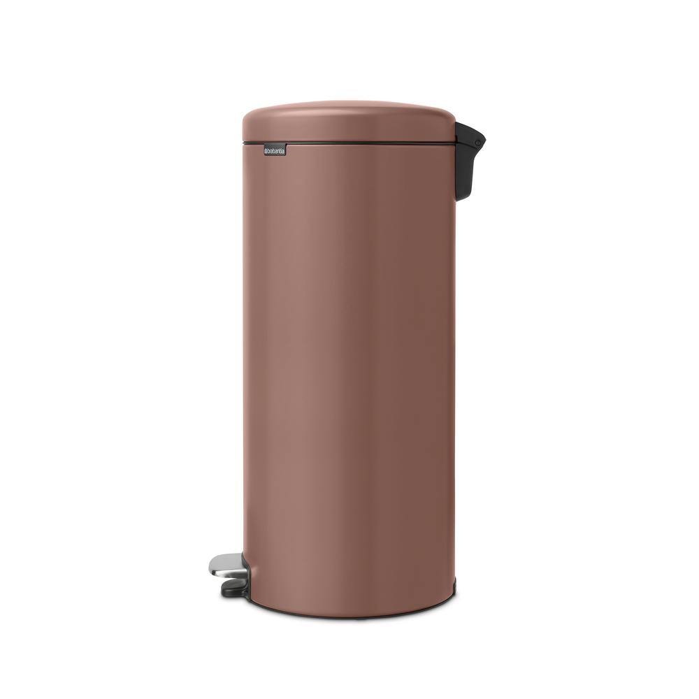 Satin Taupe 8-Gallon Fingerprint Resistant Step-On Trash Can