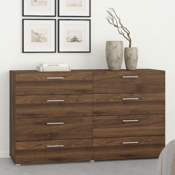 Tvilum Austin 8-Drawer Walnut Double Dresser 32.17 in. H x 55.12