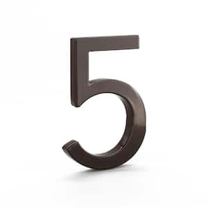 4 in. Roman Bronze Aluminum Floating or Flat Modern House Number 5
