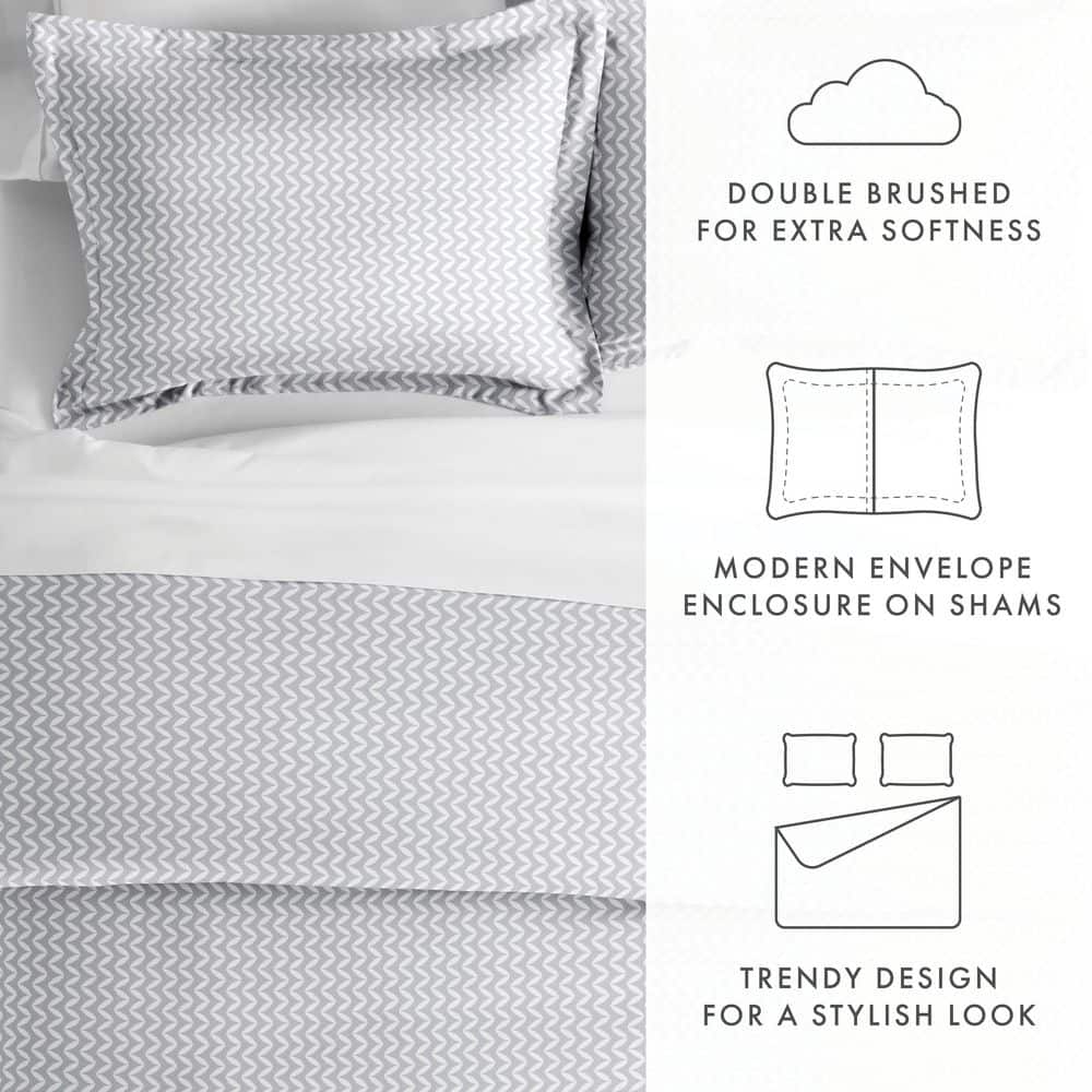 Light Gray Chevron Twin Duvet Cover Set with Shams