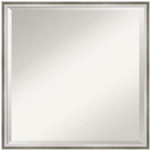 Medium Square Satin Silver/White Beveled Glass Modern Mirror (21 in. H x 21 in. W)