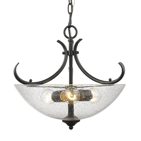 Golden Lighting Parrish 3-Light Black Semi-Flush Mount Light