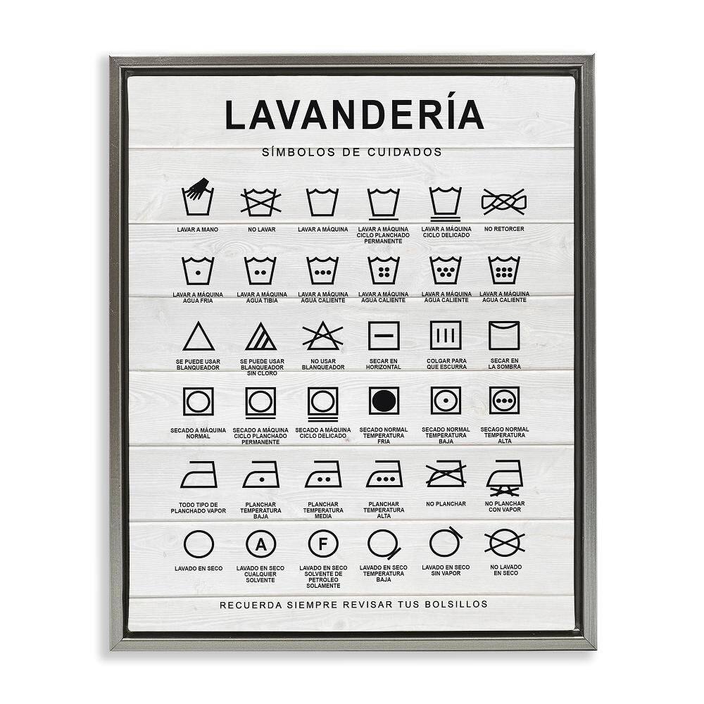 Lavandaria Symbol Guide Farmhouse by Lettered and Lined Gray Floater Frame Typography Graphic Art Print 21 in. x 17 in. price history on PriceWatchPro
